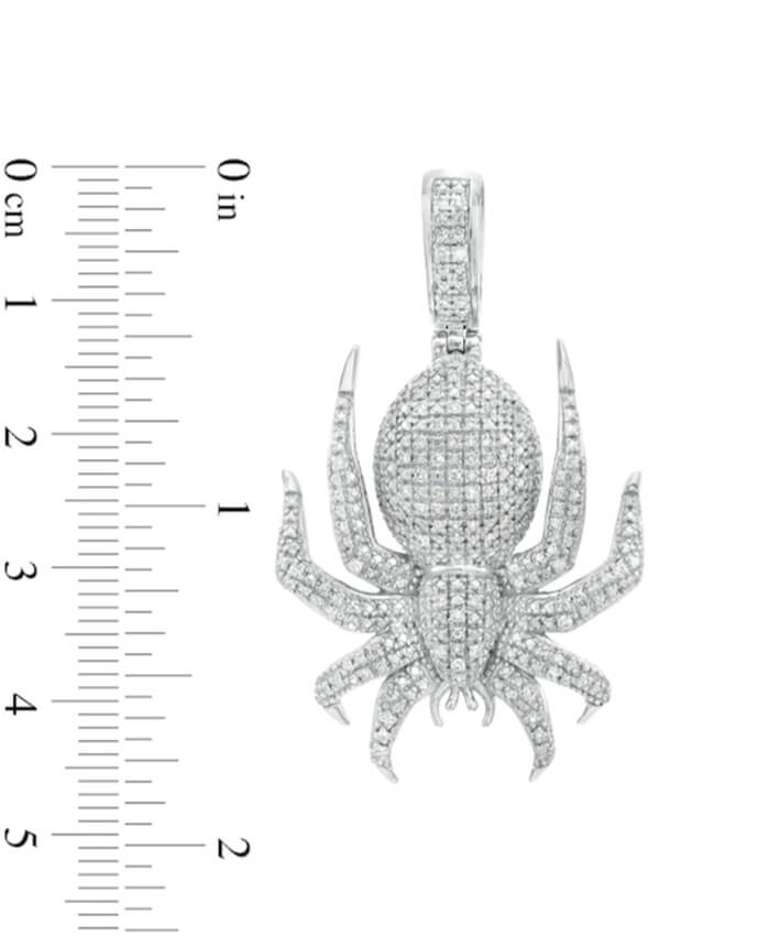 1/4 CT. T.W. Diamond Pavé Spider Necklace Charm in Sterling Silver